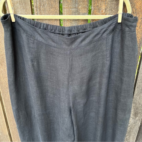 Flax Black 100% Linen Wide Leg Side Button Pants Sz 1X - Picture 7 of 16